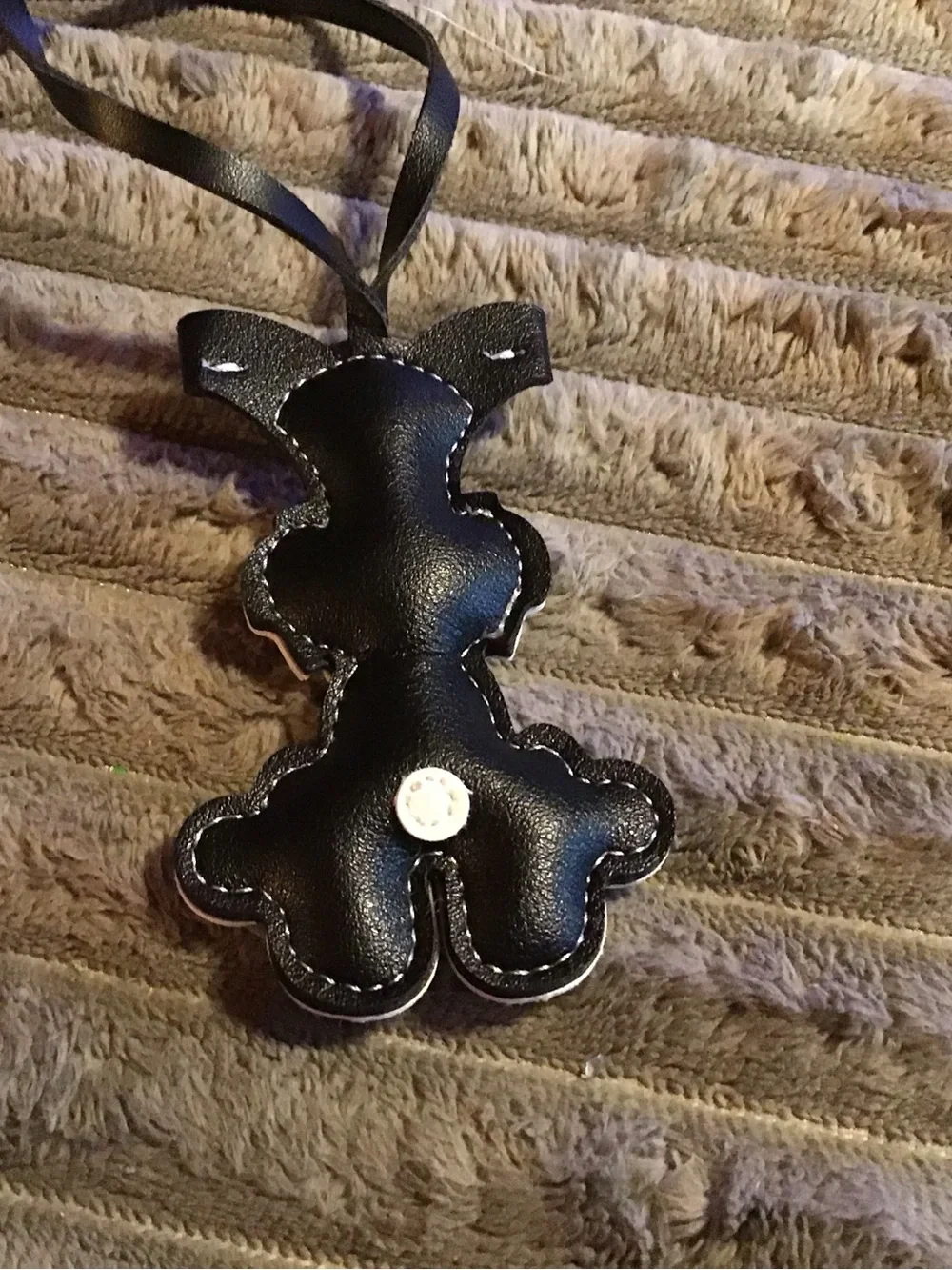 Black and White Dog Leather Charm